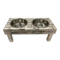 Huntley Elevated Double Bowl Feeder, White Wash