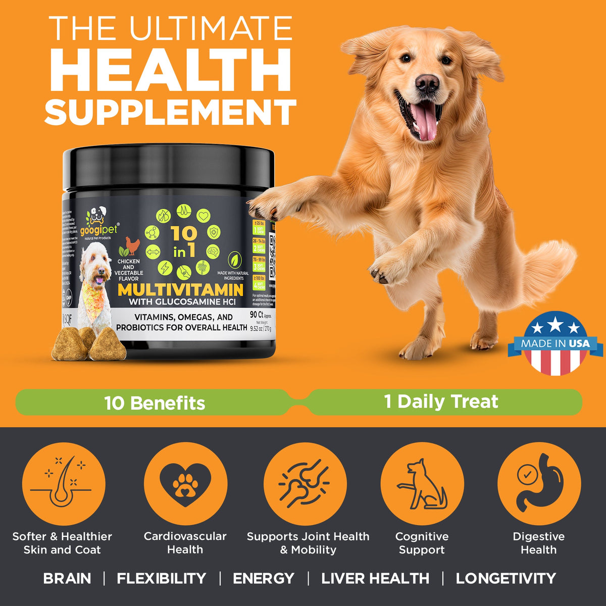 Googipet 10-in-1 Multivitamin Chews for Dogs (Chicken)